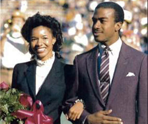 Dean Gary May escorting Miss Georgia Tech at Homecoming, circa 1984