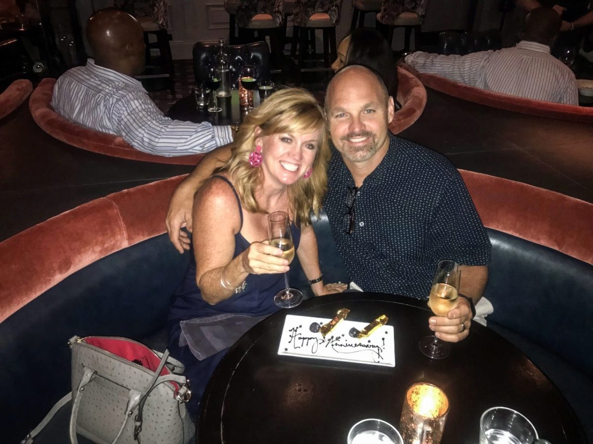 Scott and Tina Mosely celebrating one of their anniversaries