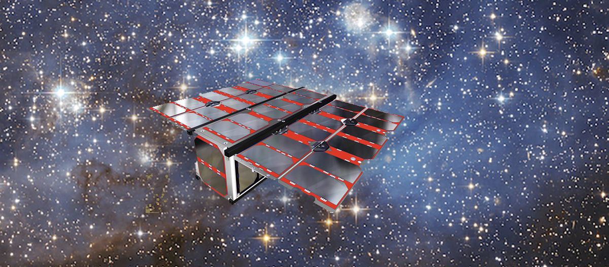 Depiction of a Swarm-ex CubeSat in space