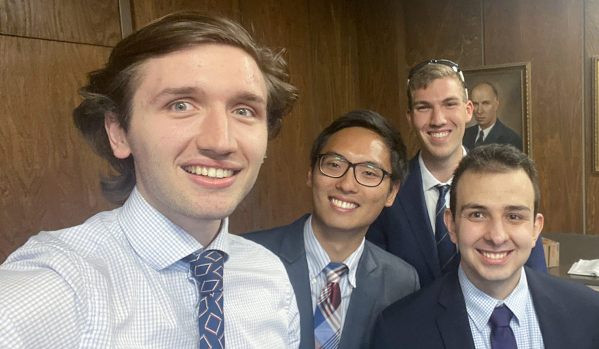 Aerospace engineering students are all smiles after winning the AIAA design competition