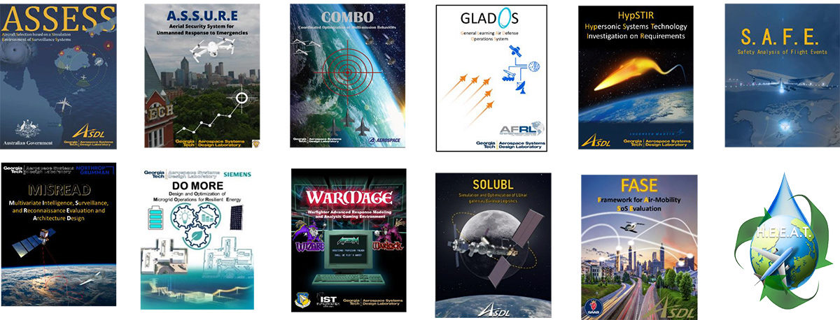 12 of the Aerospace System Design Lab's 27 Grand Challenge Report COver pages