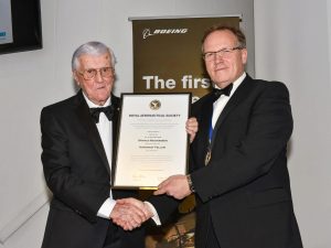 Donald Richardson receiving his Honorary Fellow certificate at the RAeS ceremony