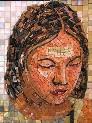 Mosaic portrait of a woman in repose by Krish Ahuja