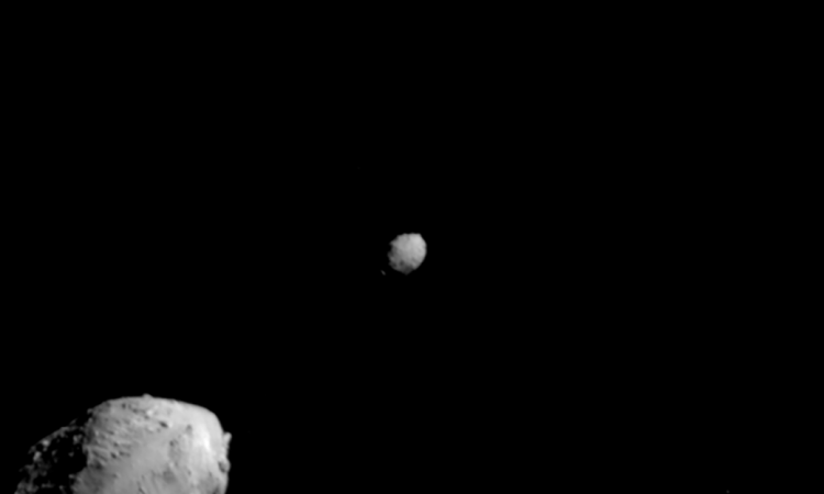 One of DART’s final images of asteroid Dimorphos prior to impact. Credits: NASA/Johns Hopkins APL