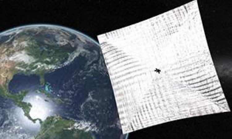 <p>This is a depiction of the tissue-thin LightSail-A that will be deployed Friday, June 5</p>
