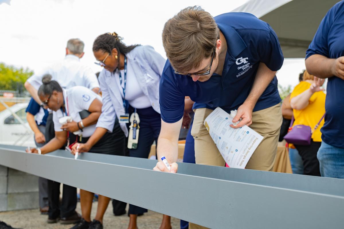 signing beam for building